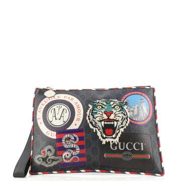 Gucci Night Courrier Pouch GG Coated Canvas with Applique