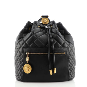 Versace Medusa Tribute Drawstring Backpack Quilted Leather Medium