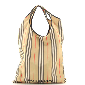 Burberry Travel Tote Icon Stripe Recycled Nylon Medium