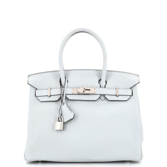 Birkin Handbag Bleu Pale Clemence with Palladium Hardware 30