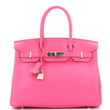 Hermes Birkin Handbag Pink Clemence with Palladium Hardware 30