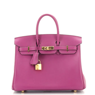 Hermes Birkin Handbag Purple Swift with Gold Hardware 25