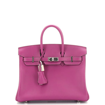 Hermes Birkin Handbag Purple Swift with Palladium Hardware 25