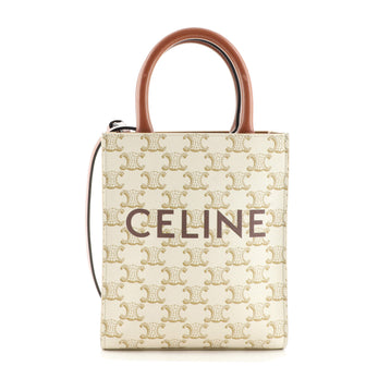 Celine Vertical Cabas Tote Triomphe Coated Canvas Mini