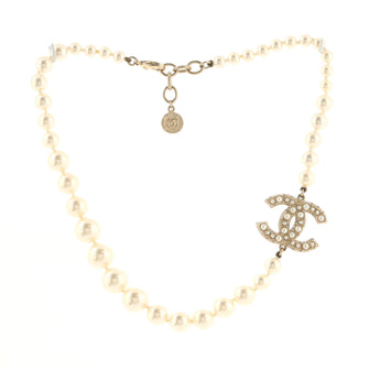Chanel CC 100th Anniversary Short Necklace Metal with Faux Pearls and Crystals