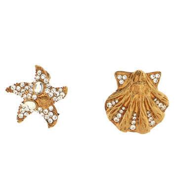 Versace Tribute Tresor De La Mer Starfish Sheel Stud Earrings Metal with Crystals