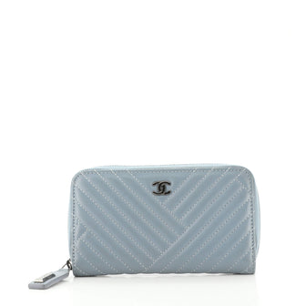 Chanel CC Crossing Zippy Wallet Chevron Lambskin Small