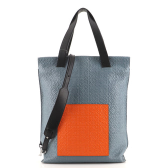 Loewe North South Shopper Tote Anagram Embossed Leather Small