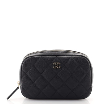 Chanel Curvy Cosmetic Pouch Quilted Caviar Small