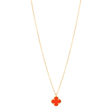 Van Cleef & Arpels Sweet Alhambra Heart Pendant Necklace 18K Rose Gold and Carnelian