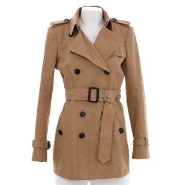 Burberry Women's Double Breasted Belted Mid-Length Trench Coat Cotton