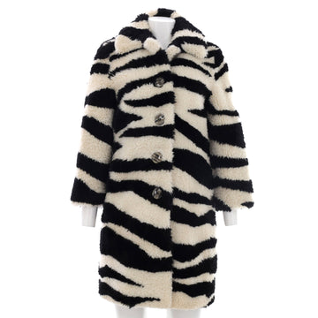 Burberry Women's Zebra Button Up Coat Shearling