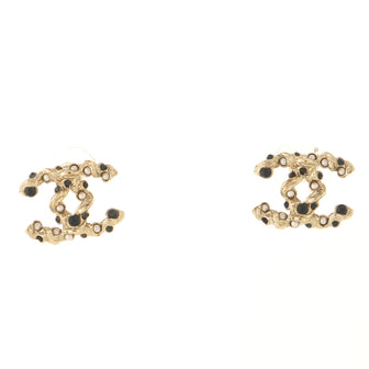 Chanel CC Stud Earrings Metal with Beads and Faux Pearls