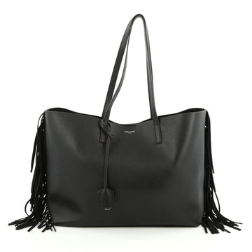 Saint Laurent Fringe Shopper Tote Leather Large black