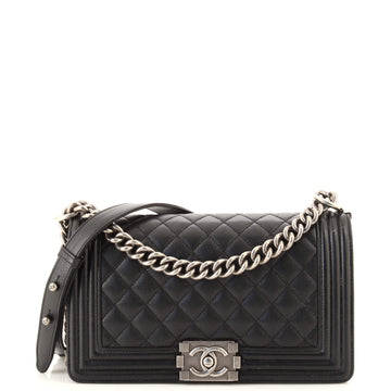 Chanel Boy Flap Bag Quilted Caviar Old Medium
