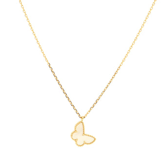 Van Cleef & Arpels Sweet Alhambra Butterfly Pendant Necklace 18K Yellow Gold and Mother of Pearl