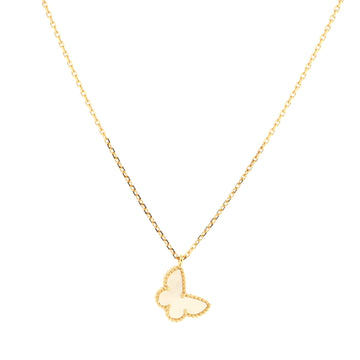 Van Cleef & Arpels Sweet Alhambra Butterfly Pendant Necklace 18K Yellow Gold and Mother of Pearl