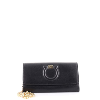 Salvatore Ferragamo Gancini Wallet on Chain Leather