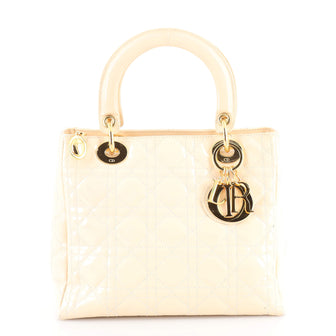Christian Dior Vintage Lady Dior Bag Cannage Quilt Patent Medium