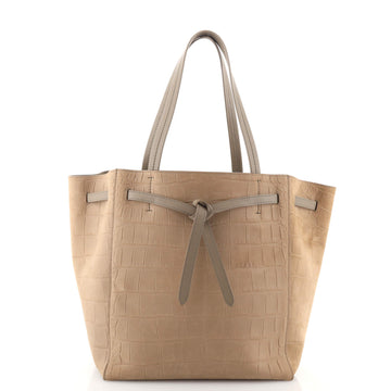 Celine Phantom Tie Cabas Tote Crocodile Embossed Nubuck Small