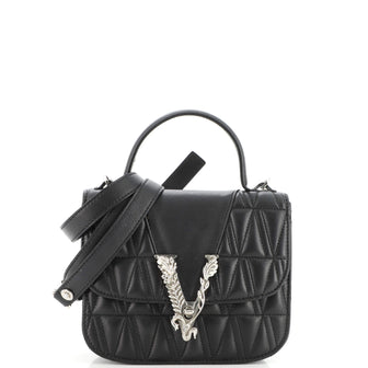 Versace Virtus Top Handle Bag Quilted Leather Small