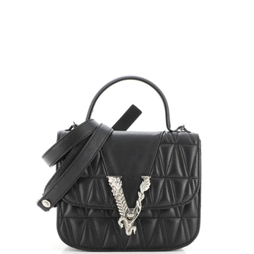 Versace Virtus Top Handle Bag Quilted Leather Small