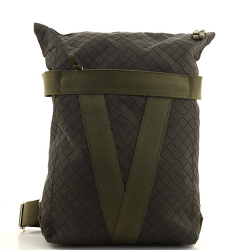 Bottega Veneta Fold-Over Backpack Intrecciato Effect Rubber