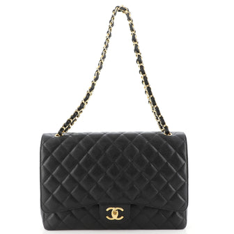 Chanel Classic Double Flap Bag Quilted Caviar Maxi