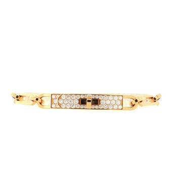 Hermes Kelly Chaine Bracelet 18K Rose Gold and Pave Diamonds Small