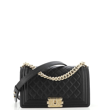 Chanel Boy Flap Bag Quilted Caviar Old Medium