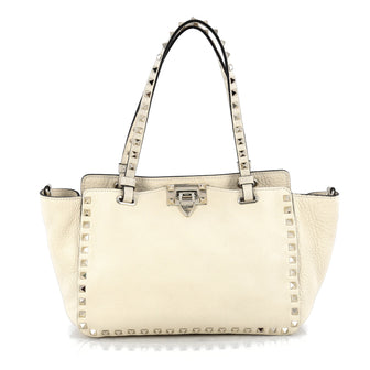 Valentino Rockstud Tote Pebbled Leather Small neutral 1766701