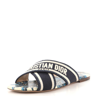 Christian Dior Women's Dway Criss Cross Sandals Embroidered Canvas
