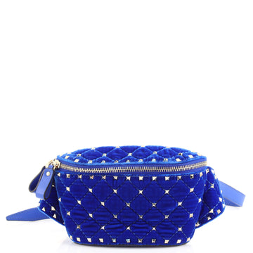 Valentino Rockstud Spike Belt Bag Quilted Velvet Small
