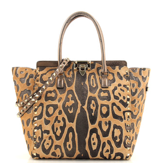 Valentino Rockstud Tote Rigid Calf Hair Medium