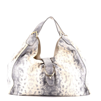 Gucci Soft Stirrup Tote Karung Embossed Leather Large