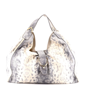 Gucci Soft Stirrup Tote Karung Embossed Leather Large