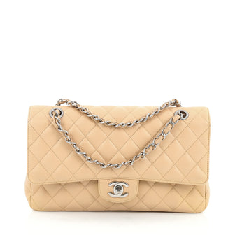 Chanel Classic Double Flap Bag Quilted Caviar Medium neutral