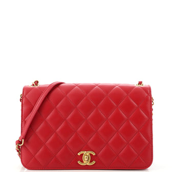 Chanel CC Side Chain Full Flap Bag Quilted Calfskin Medium Red 1768281