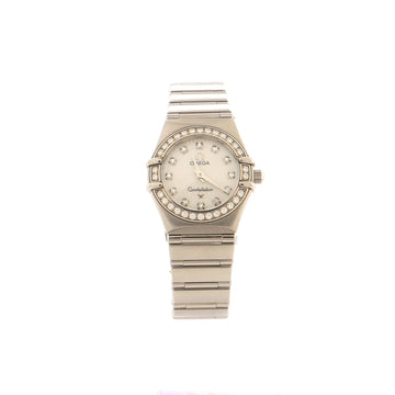 Omega Constellation Quartz Watch Stainless Steel with Diamond Bezel and Markers and Mother of Pearl 23