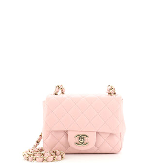 Chanel Square Classic Single Flap Bag Quilted Lambskin Mini