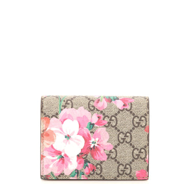 Gucci Flap Card Case Blooms Print GG Coated Canvas