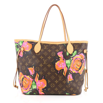Louis Vuitton Neverfull Tote Limited Edition Monogram Canvas Roses MM brown