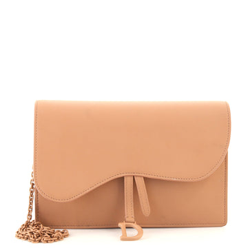 Christian Dior Saddle Chain Clutch Leather
