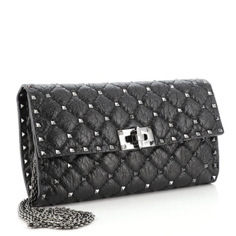 Valentino Rockstud Spike Wallet on Chain Quilted Leather Small