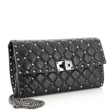 Valentino Rockstud Spike Wallet on Chain Quilted Leather Small
