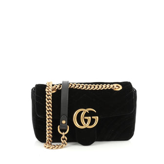 Gucci Marmont Flap Bag Quilted Velvet Mini Black 1769501