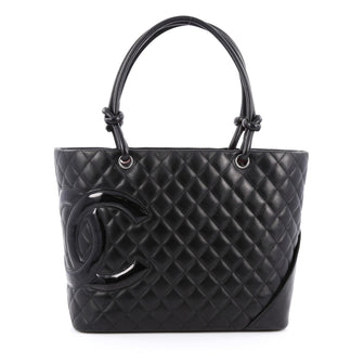 Chanel Cambon Tote Quilted Leather Large black