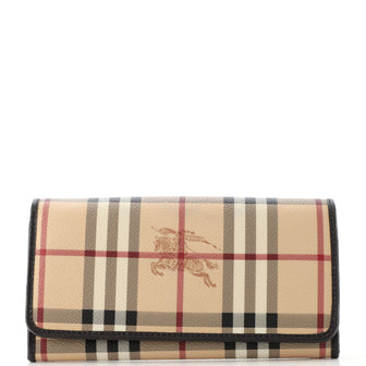 Burberry Continental Wallet Haymarket Coated Canvas Long