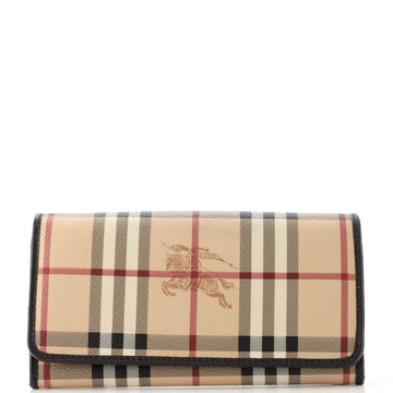 Burberry Continental Wallet Haymarket Coated Canvas Long