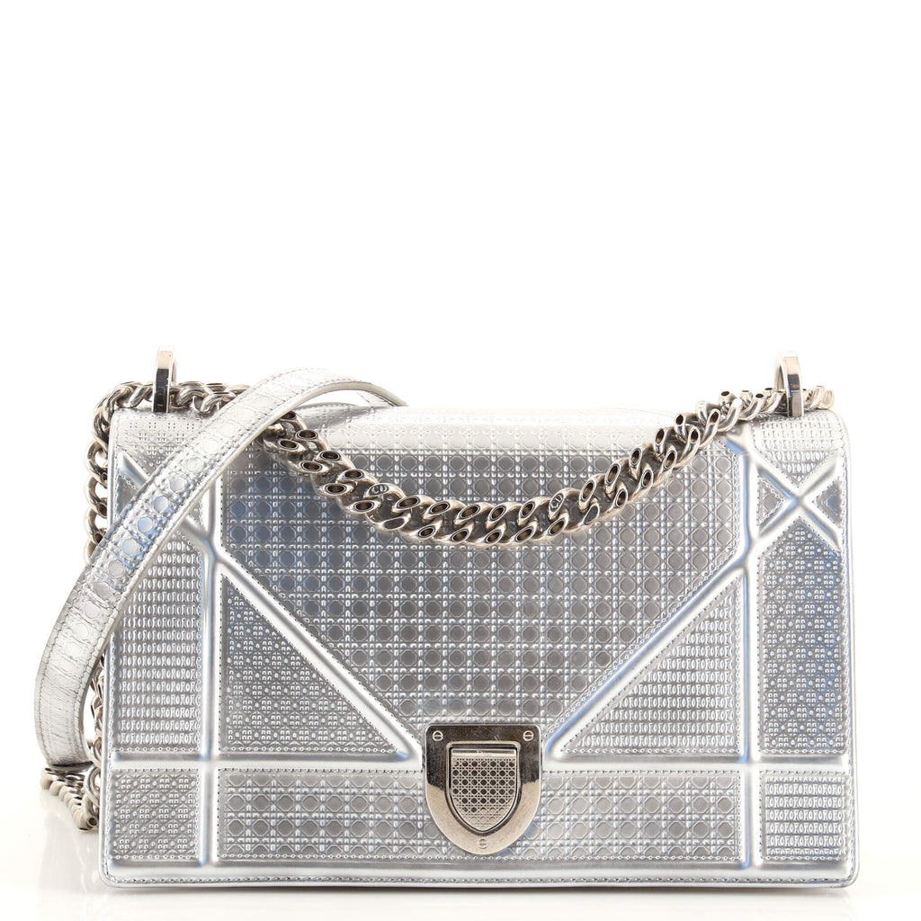 Christian Dior Diorama Flap Bag Medium (Silver)